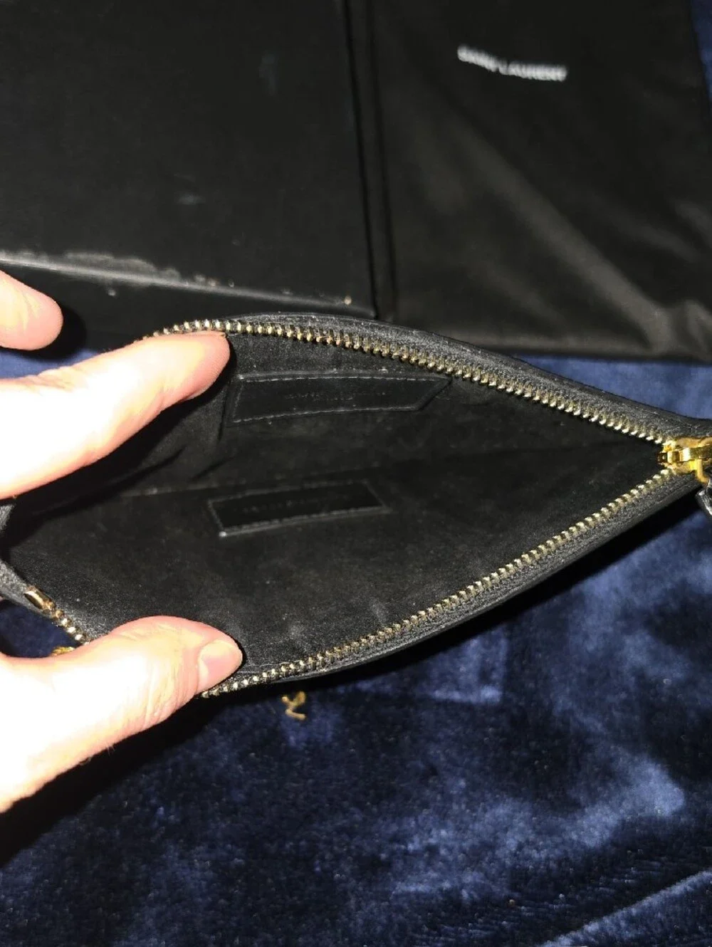 Saint Laurent Black Snake-Embossed Leather Chain Pouch with Gold Hardware